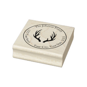 Herten Geweien Ronde Retouradres Rubberstempel