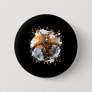 Herten Grappig Snowboarden Dier Snowboard Ronde Button 5,7 Cm