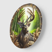 Herten grazen het bos in grote klok (Hoek)