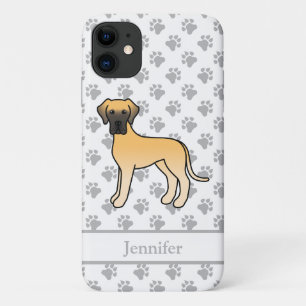 Herten Great Dane Schattige Cartoon Hond & Naam iPhone 11 Hoesje
