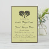 Herten hart bruin en groen camo bruiloft kaart (Staand voorkant)