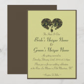 Herten hart bruin en groen camo bruiloft kaart (Voorkant / Achterkant)