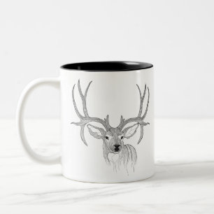 herten, herenjacht, herten, herten, baby herten, w tweekleurige koffiemok