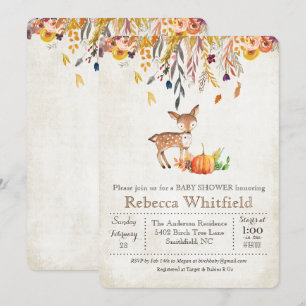 Herten Herfstbladeren Pompoen Baby Shower Uitnodig Kaart
