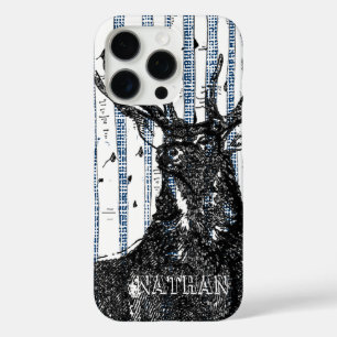 Herten/herten Berkenboom linnen Jouw naam of Quote iPhone 16 Pro Hoesje