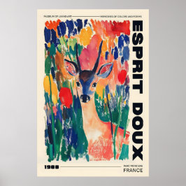 Herten in bloemen kunstprint kleurrijk dier thuis poster