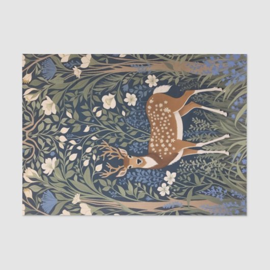 Herten in Bluebell Forest William Morris geïnspire Tissuepapier (Voorkant)