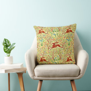 Herten In Bos Retro Art Nouveau Patroon van Voysey Kussen