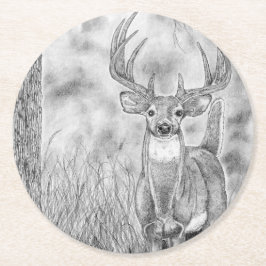 Herten in bossen ronde kartonnen onderzetter