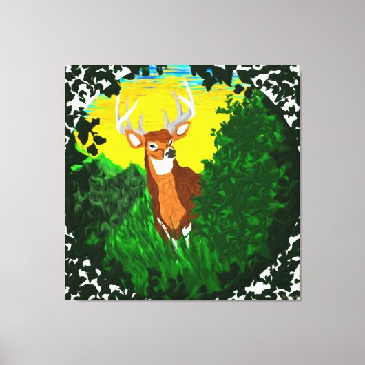 Herten in bosvlakte canvas afdruk (Voorkant)