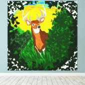 Herten in bosvlakte canvas afdruk (Insitu (Houten vloer))