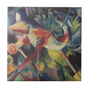 Herten in een bloementuin door Franz Marc, Vintage Tegeltje