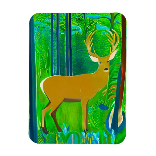 Herten in een fantasiebos omgeving magneet (Verticaal)