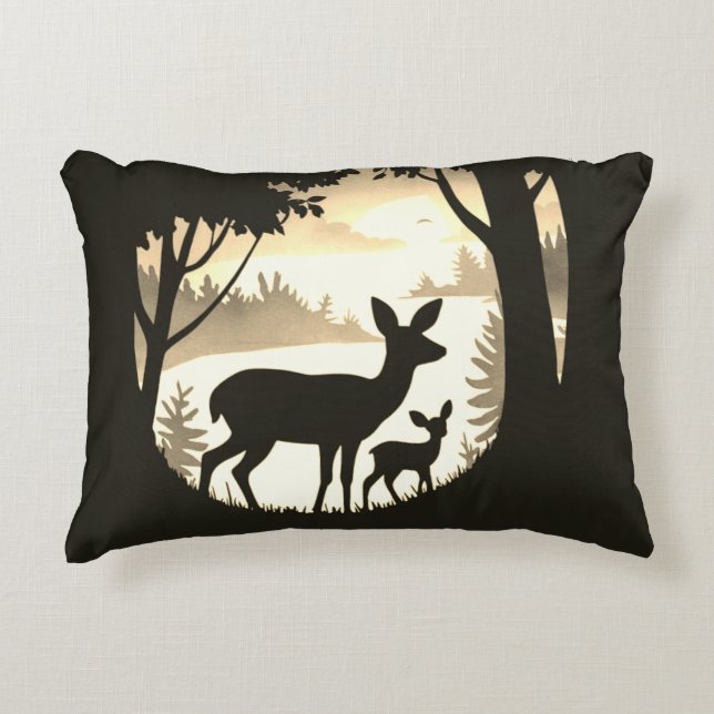 Herten in Forest Clearing Accent Pillow Accent Kussen (Voorkant)