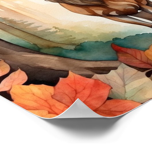 Herten in Herfst gebladerte Poster (Hoek)