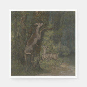 Herten in het bos (door Gustave Courbet) Servet