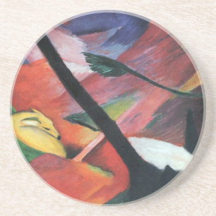 Herten in het bos II door Franz Marc; Reh im Walde Zandsteen Onderzetter
