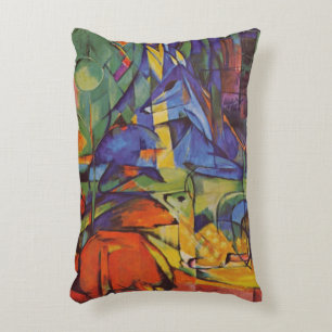 Herten in het bos II door Franz Marc, Vintage Art Accent Kussen