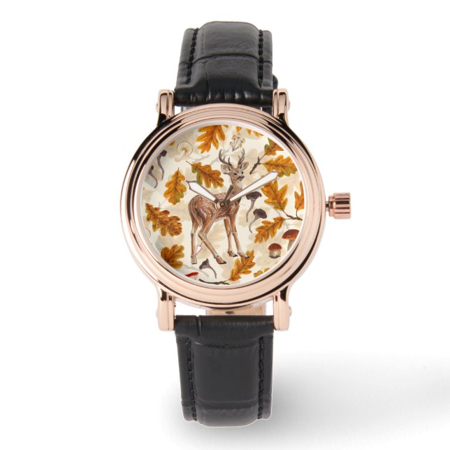 Herten in het herfstbos horloge (Voorkant)