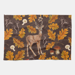 Herten in het herfstbos theedoek