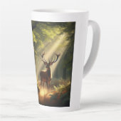 Herten in het ochtendbos latte mok (Rechterhoek)