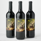 Herten in het ochtendbos wijn etiket (Flessen)