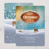 Herten in het Wenskaart van Kerstmis van de Sneeuw Feestdagenkaart (Voorkant / Achterkant)