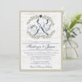 Herten in Krans met Monogram Marine Blauw Kaart (Staand voorkant)