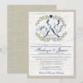 Herten in Krans met Monogram Marine Blauw Kaart (Voorkant / Achterkant)