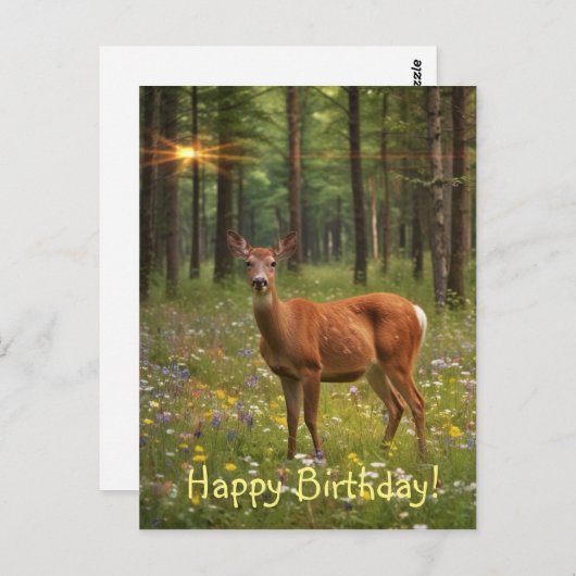 Herten in magisch bos briefkaart (Voorkant / Achterkant)