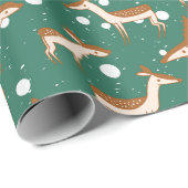 Herten in Sneeuw Wrapping Paper Roll Cadeaupapier (Rol Hoek)