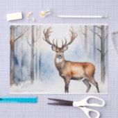 Herten in Snowy Forest Kerstbomen Waterverf Tissuepapier (Craft)
