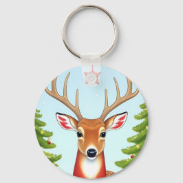 Herten in Winter Wonderland Scene Sleutelhanger