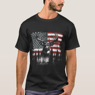 Herten jagen Amerikaanse vlag Whitetail Buck T-shirt