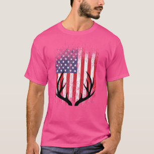 Herten jagen Amerikaanse vlag Witte staart bok Gew T-shirt