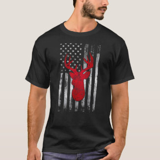Herten Jagen Patriottisch Amerika Vlag Jachten Lo T-shirt