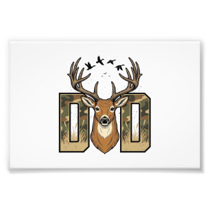 Herten jagen vader camouflage buck vector shirt on foto afdruk