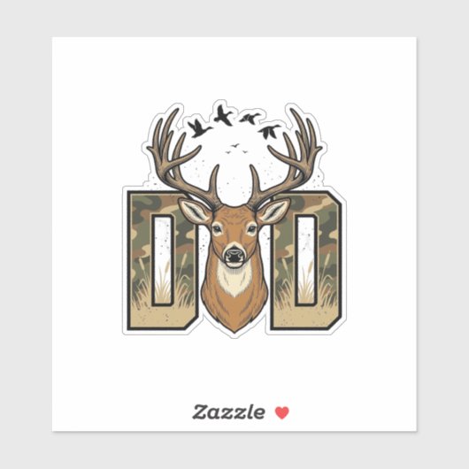 Herten jagen vader camouflage buck vector shirt on sticker (Vel)