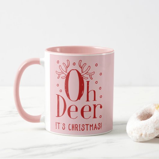 Herten kerstillustratie koffiethee mok (Met donut)