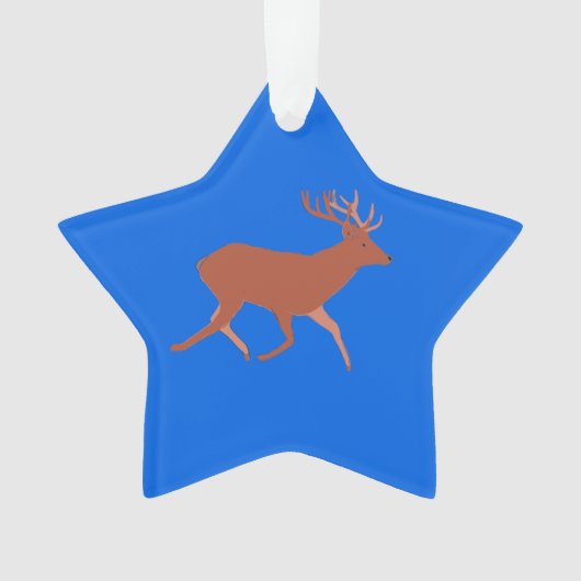 Herten lopen feestelijk blauwe achtergrond ster ornament (voorkant)