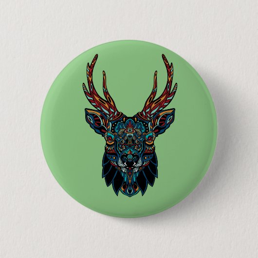 Herten Mandala Ronde Button 5,7 Cm (Voorkant)