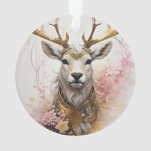 Herten met bloemenhalsloos Fantasy stijl in roze Ornament (achterkant)