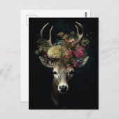 herten met een bloemenkroon briefkaart (Voorkant / Achterkant)
