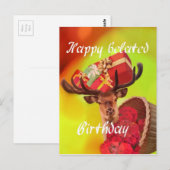 Herten met geschenken in de late verjaardag. briefkaart (Voorkant / Achterkant)