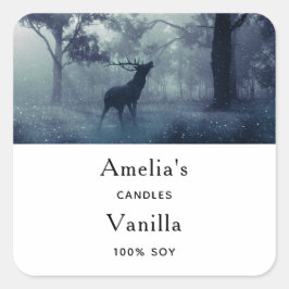 Herten met gewei in een bos - Kaarsenhandel Vierkante Sticker