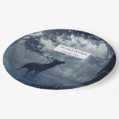 Herten met gewei in een schaduwrijk bos - bruiloft papieren bordje (Gekanteld)