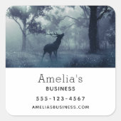 Herten met gewei in een schaduwrijk bos - Business Vierkante Sticker (Voorkant)