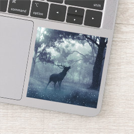 Herten met gewei in een schaduwrijk bos sticker