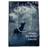 Herten met gewei in een schaduwrijk bos - Verjaard Medium Cadeauzakje (Achterkant)