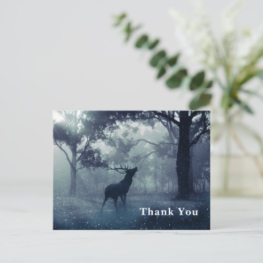 Herten met gewei in Shadowy Forest Dank u Briefkaart (Staand voorkant)